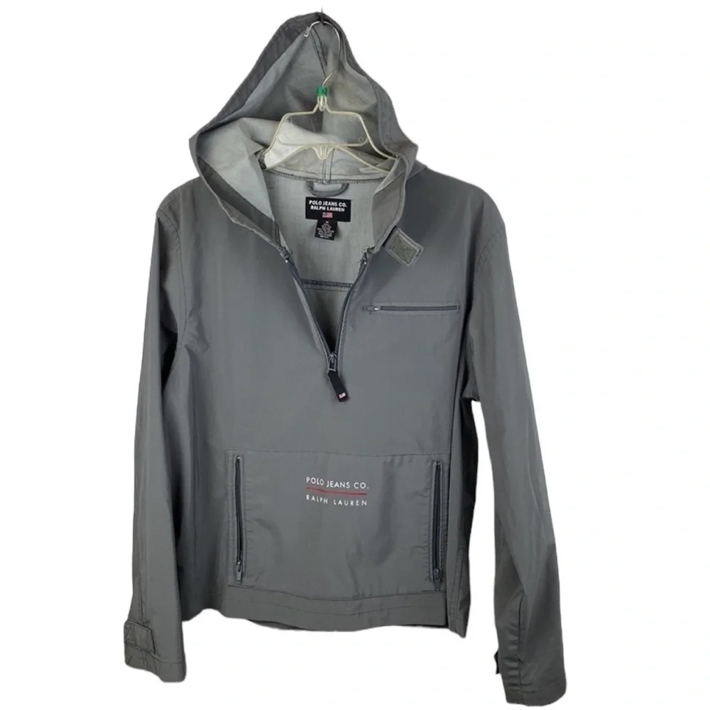 RALPH LAUREN Polo Jeans Company Pullover Raincoat in Gray Size Medium